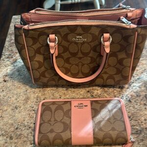 Coach bag & wallet light pink & tan